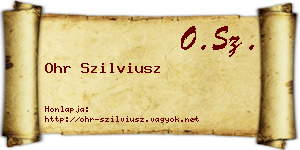 Ohr Szilviusz névjegykártya